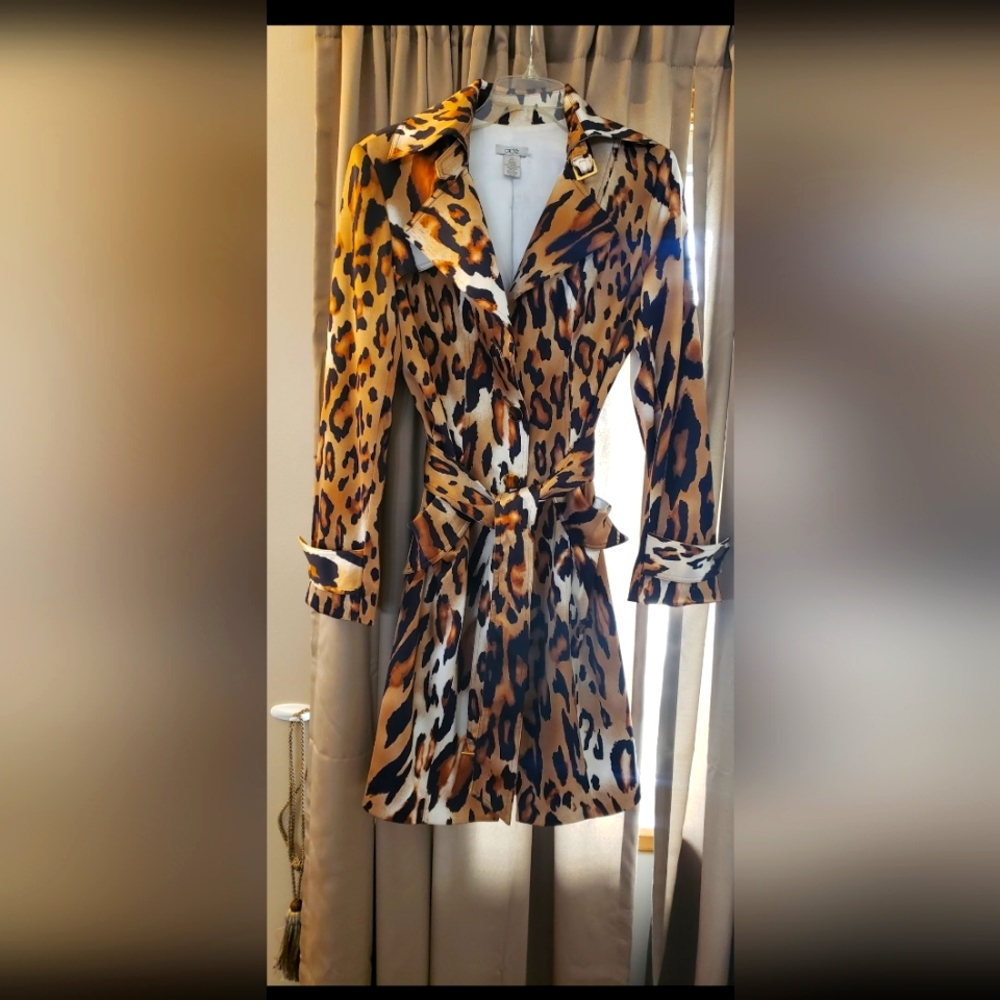 Cache Leopard Print Trench Coat - image 8